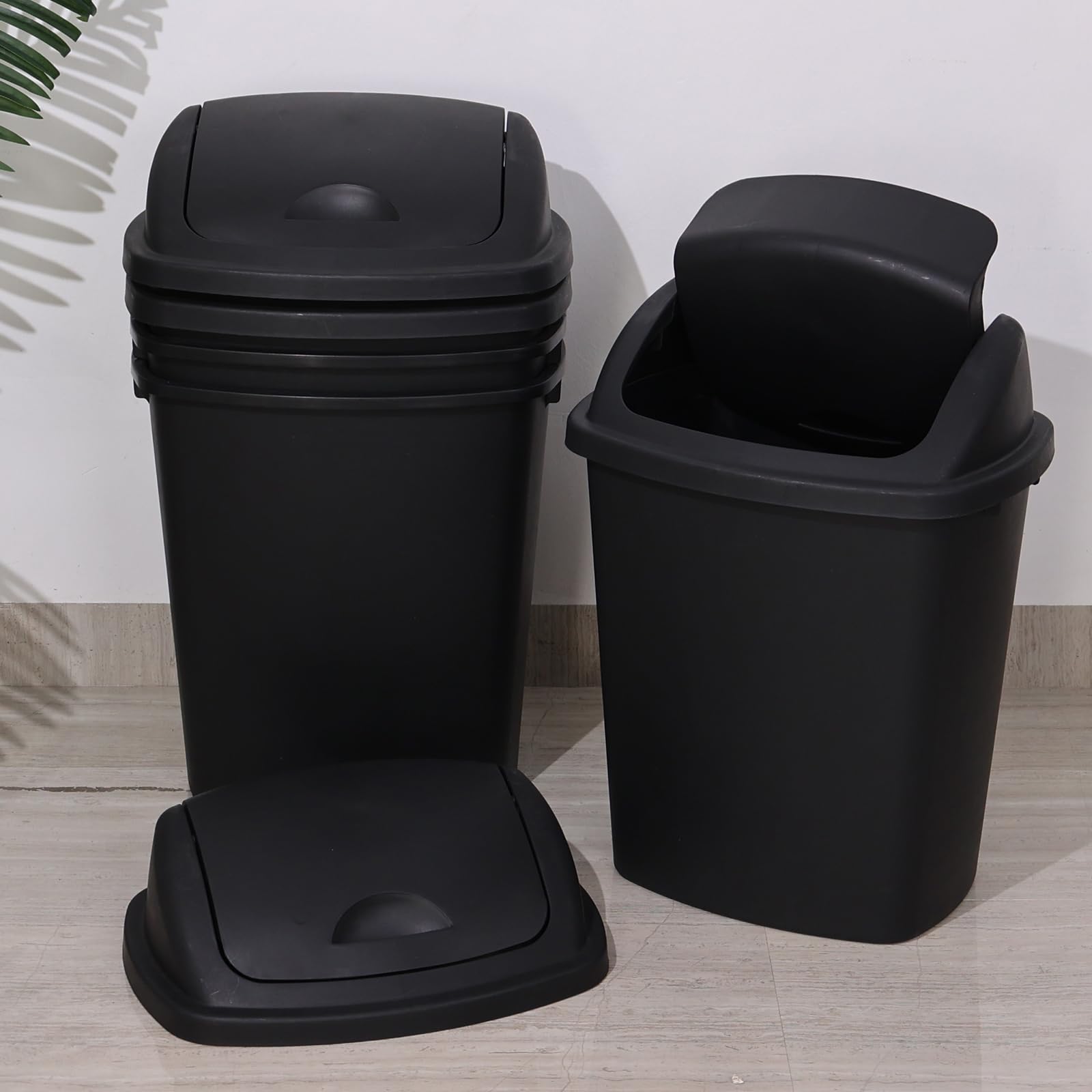 40L 10 Gallon Plastic Swing Lid Trash Garbage Cans (4 Count)