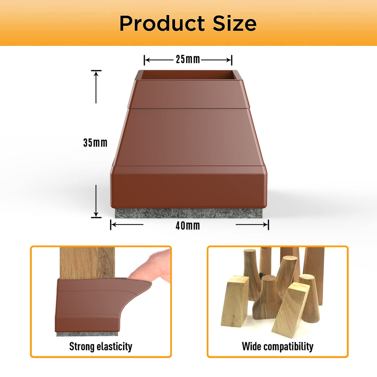 Square Chair Leg Protectors for Hardwood Floors (16 Count)
