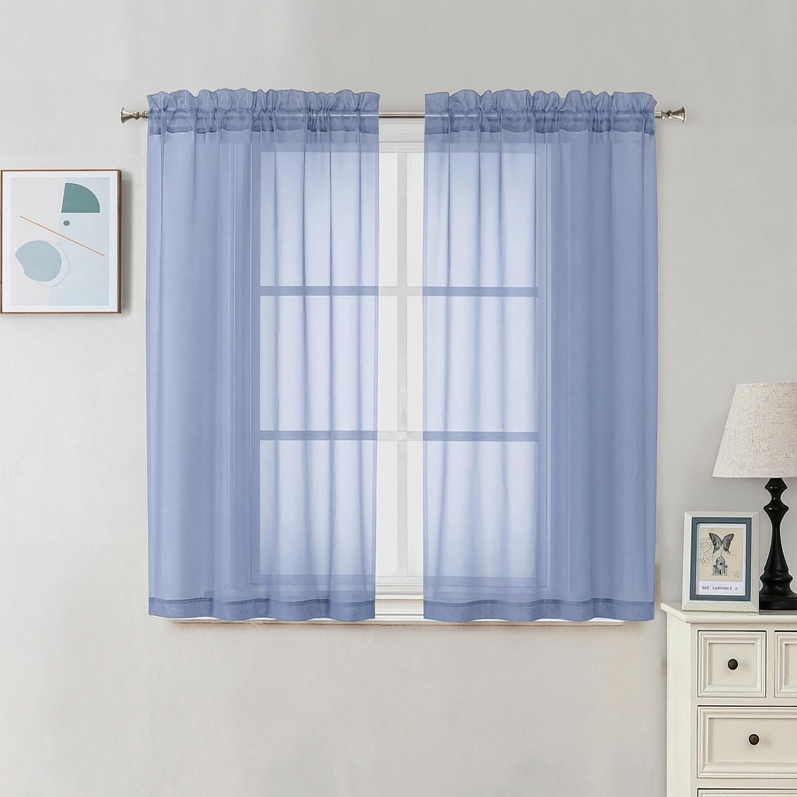 Sheer Curtains 54 Inch Long 2 Panels Set (2 Count)