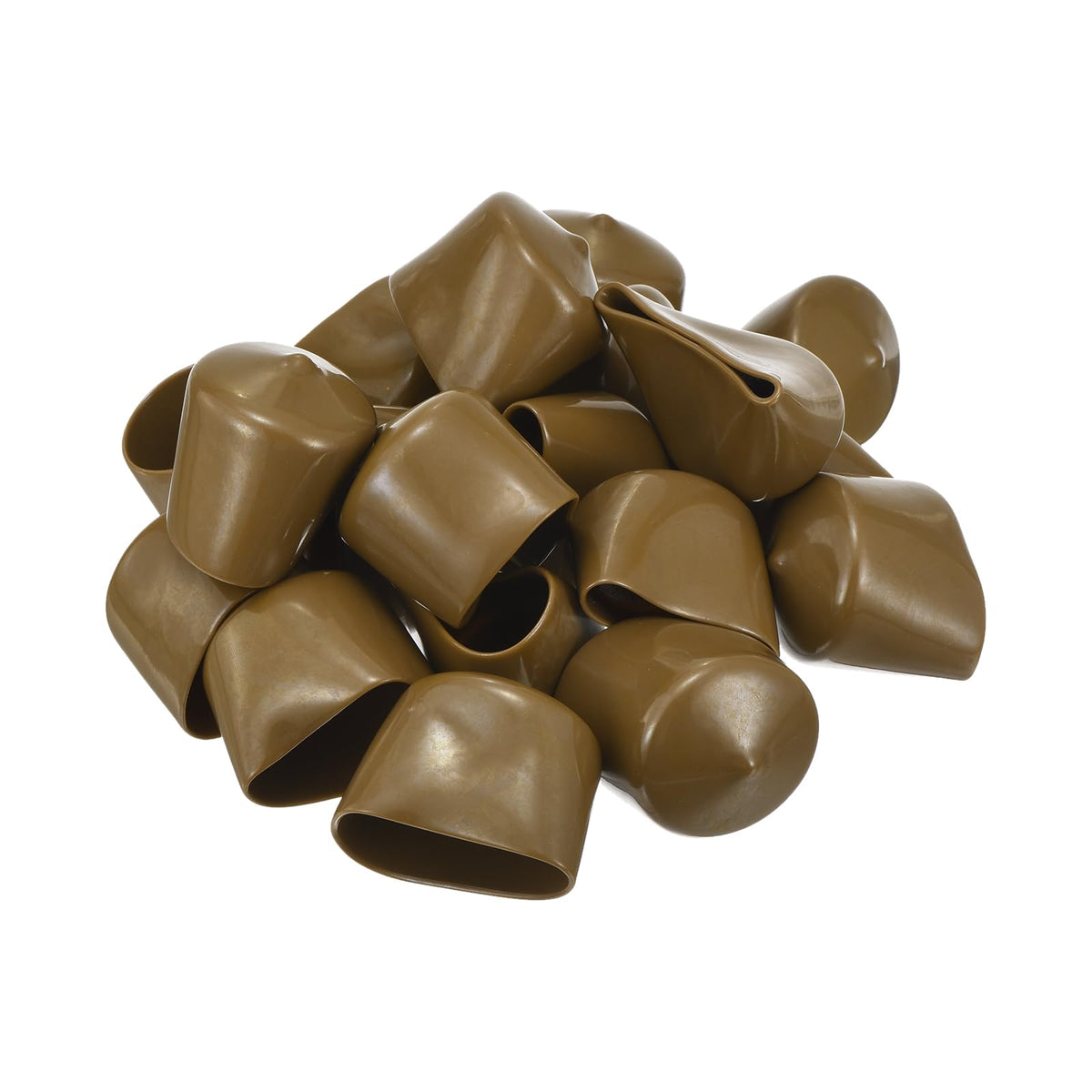 20pcs Rubber End Caps 36mm ID Vinyl PVC Round Tube Bolt Cap Cover Screw Thread Protectors Light Brown