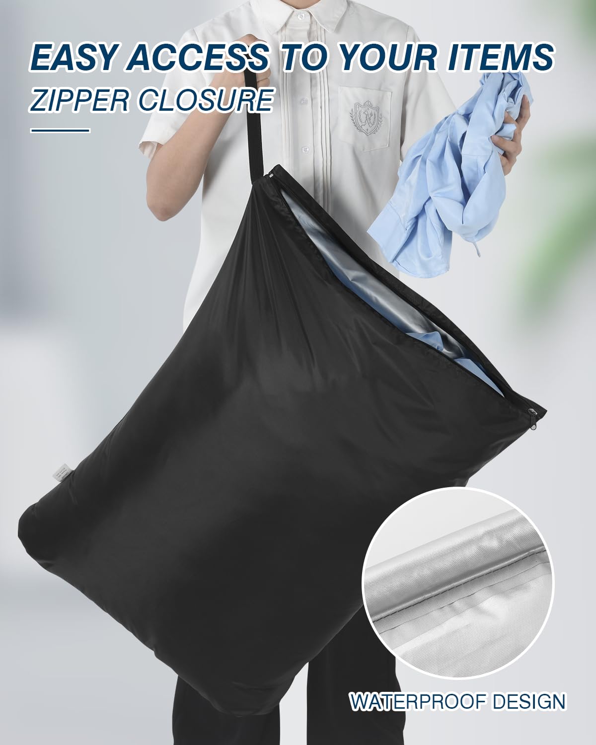 2Pcs Large Laundry Bags 24x32 inch Wet Dry Bag Reusable Waterproof Bag with Zipper for Home Travel Hotel Camping Swimsuits (2 Count)