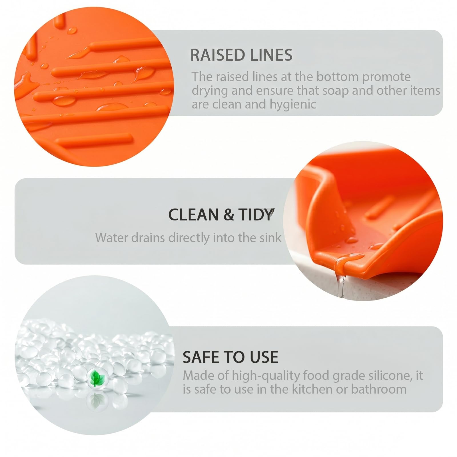 Silicone Soap Dish with Drain Spout