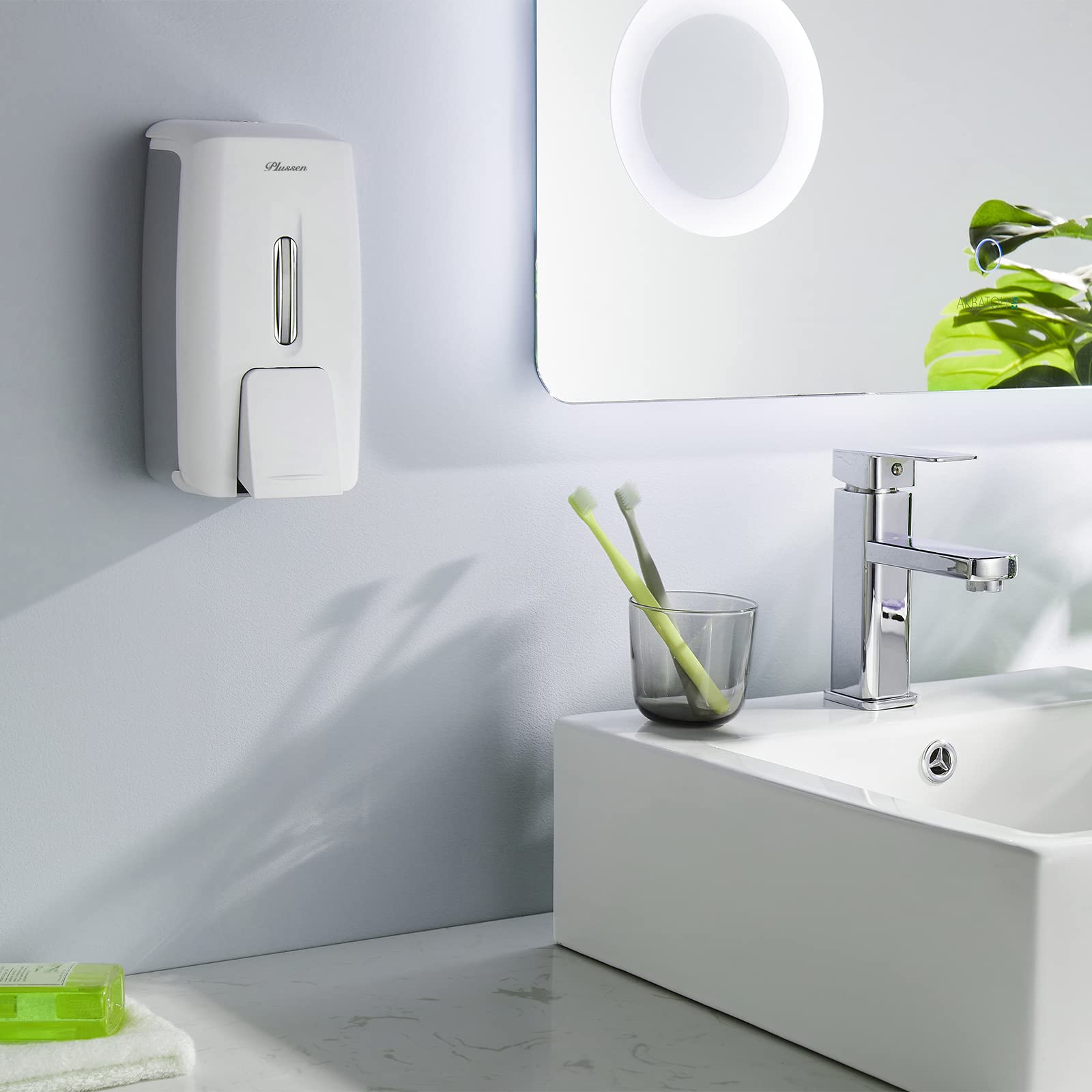 Soap Dispenser Wall Mount Adhesive Commercial Soap Dispenser 800ml No Drill Hand Sanitizer Dispenser for Bathroom Support Liquid and Gel