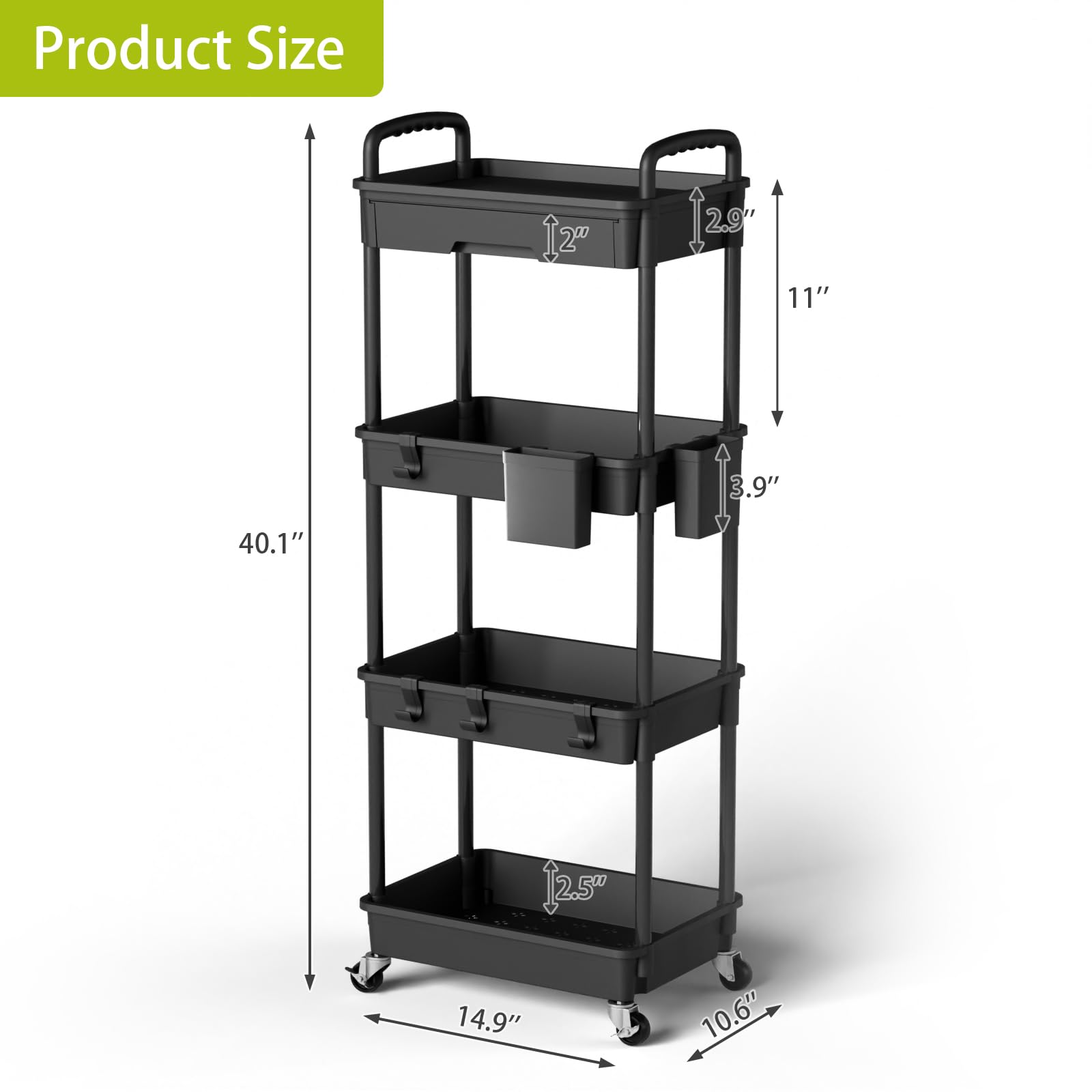 4 Tier Rolling Cart Organizer