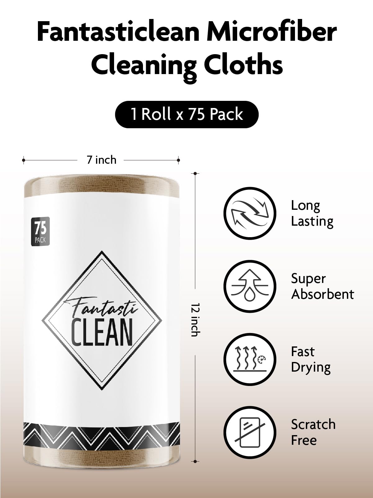 Microfiber Cleaning Cloth Roll (75 Count)