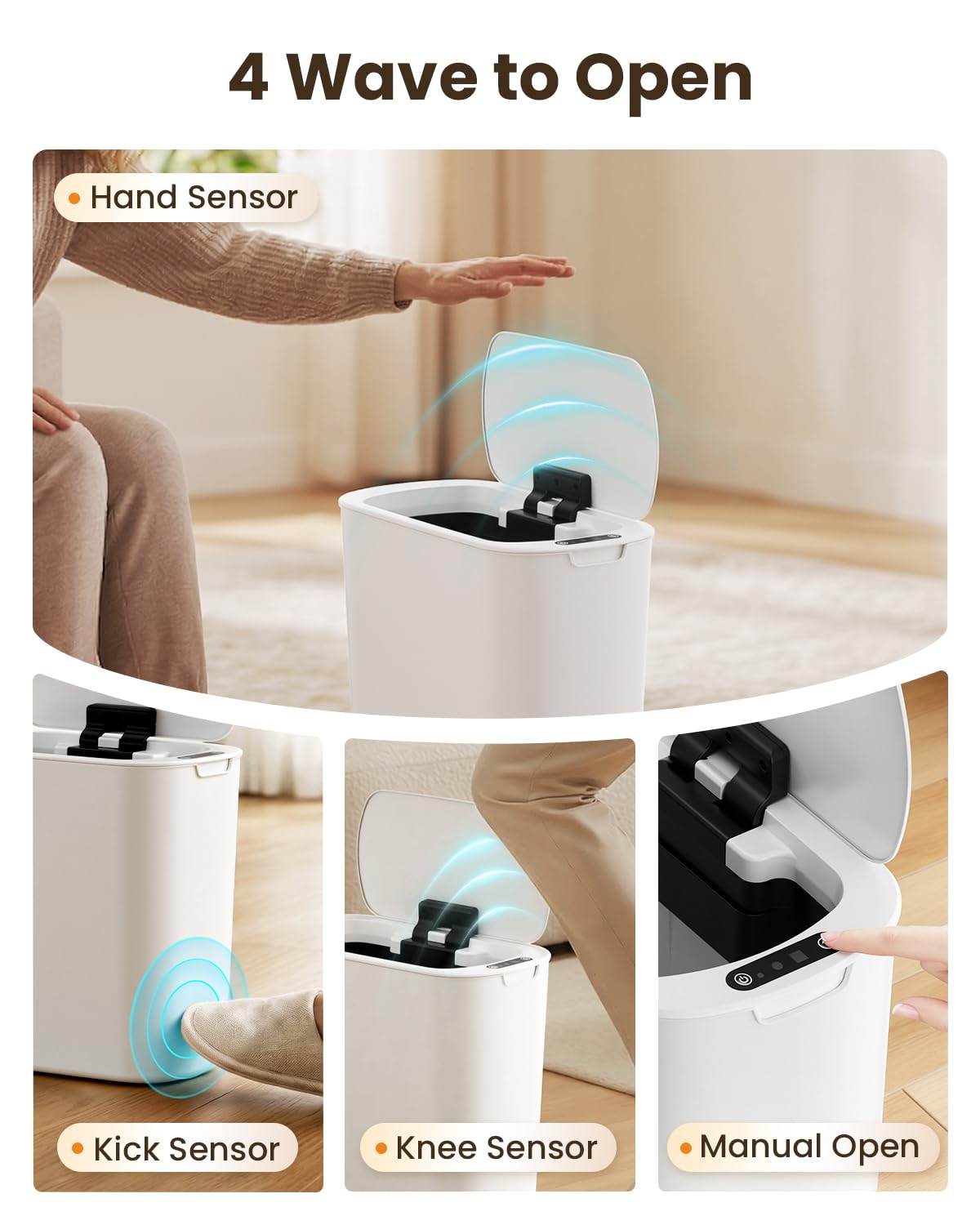 5 Gallon Automatic Bathroom Trash Can with Lid