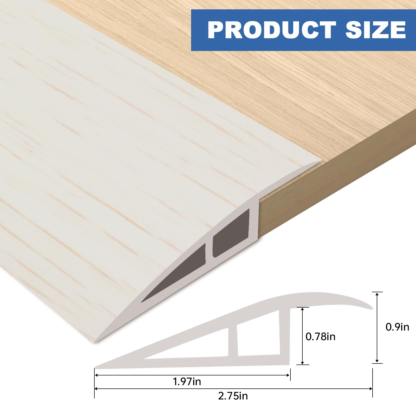 Vinyl Floor Transition Strip Self Adhesive Door Threshold Strip (3.3 Foot)