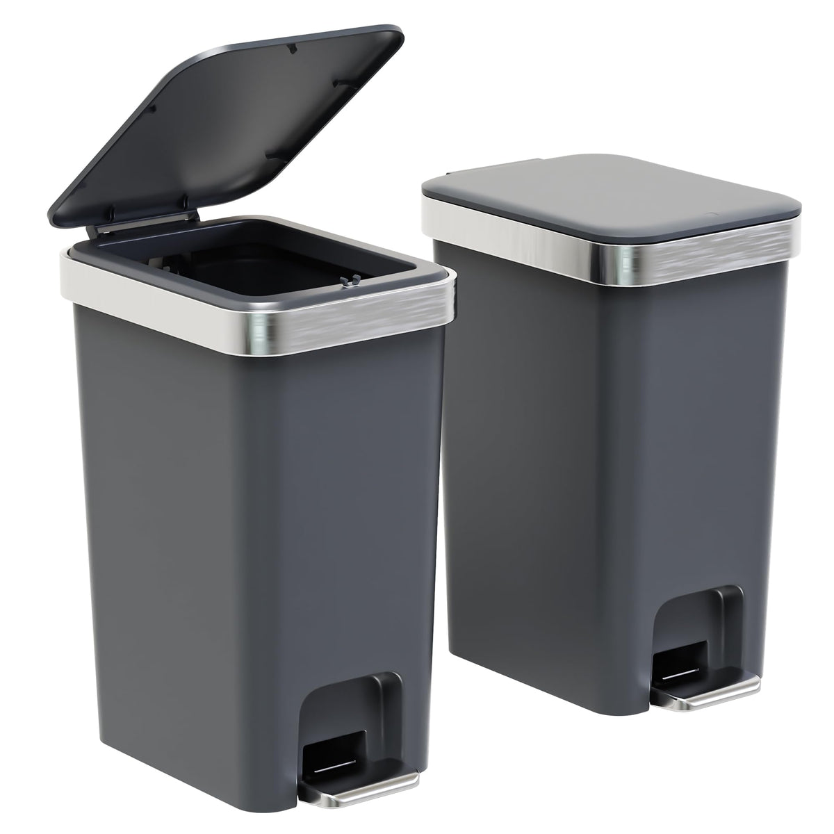 2PACK 2.6 Gal Small Bathroom Trash Can with Lid Foot Pedal (2 Count)