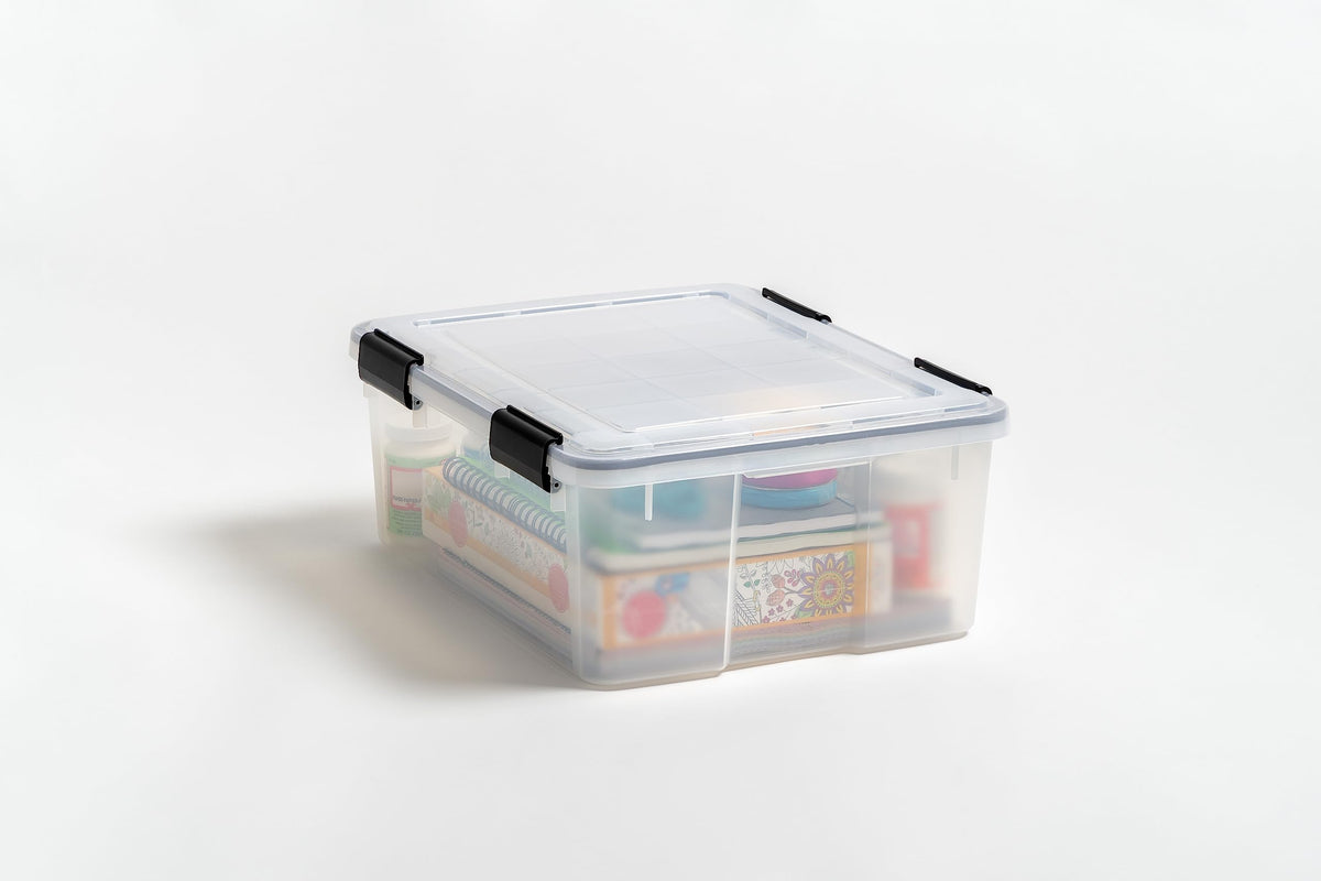 30 Quart WEATHERPRO Plastic Storage Box with Durable Lid and Seal and Secure Latching Buckles