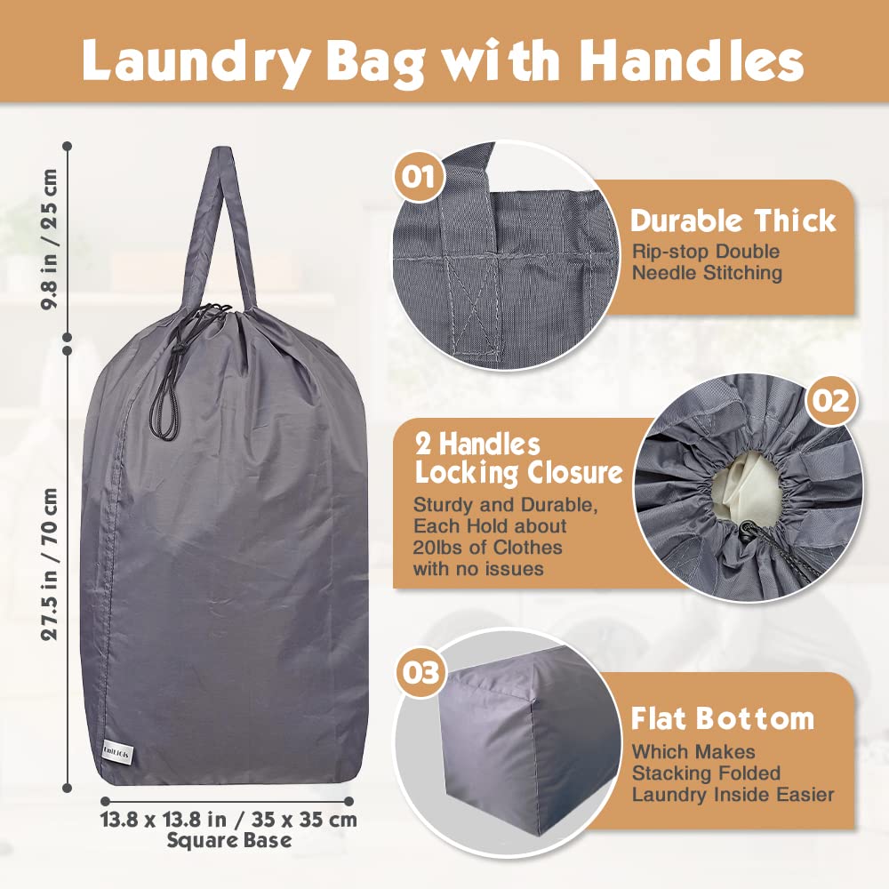 Tear Proof Nylon Laundry Bag with Handles (2 Count)