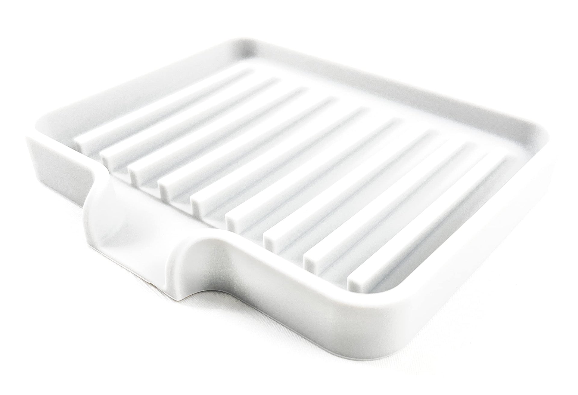 Silicone Soap Dish Tray and Sponge Holder with Drain Chute (2 Count)
