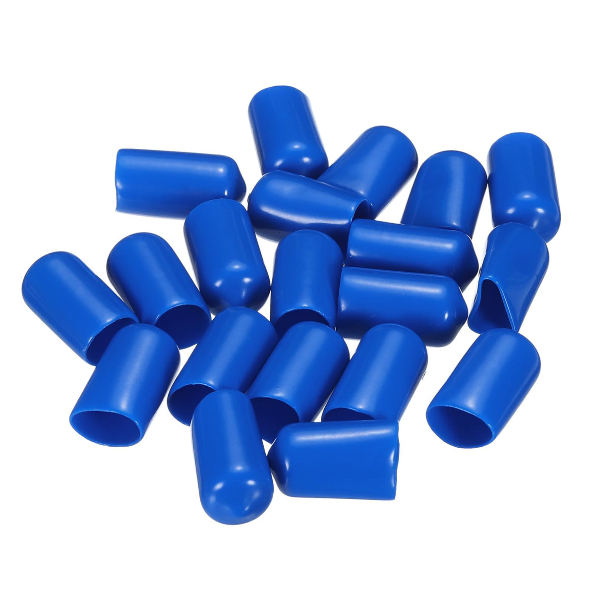 20pcs Rubber End Caps 11mm ID Vinyl PVC Round Tube Bolt Cap Cover Screw Thread Protectors Blue