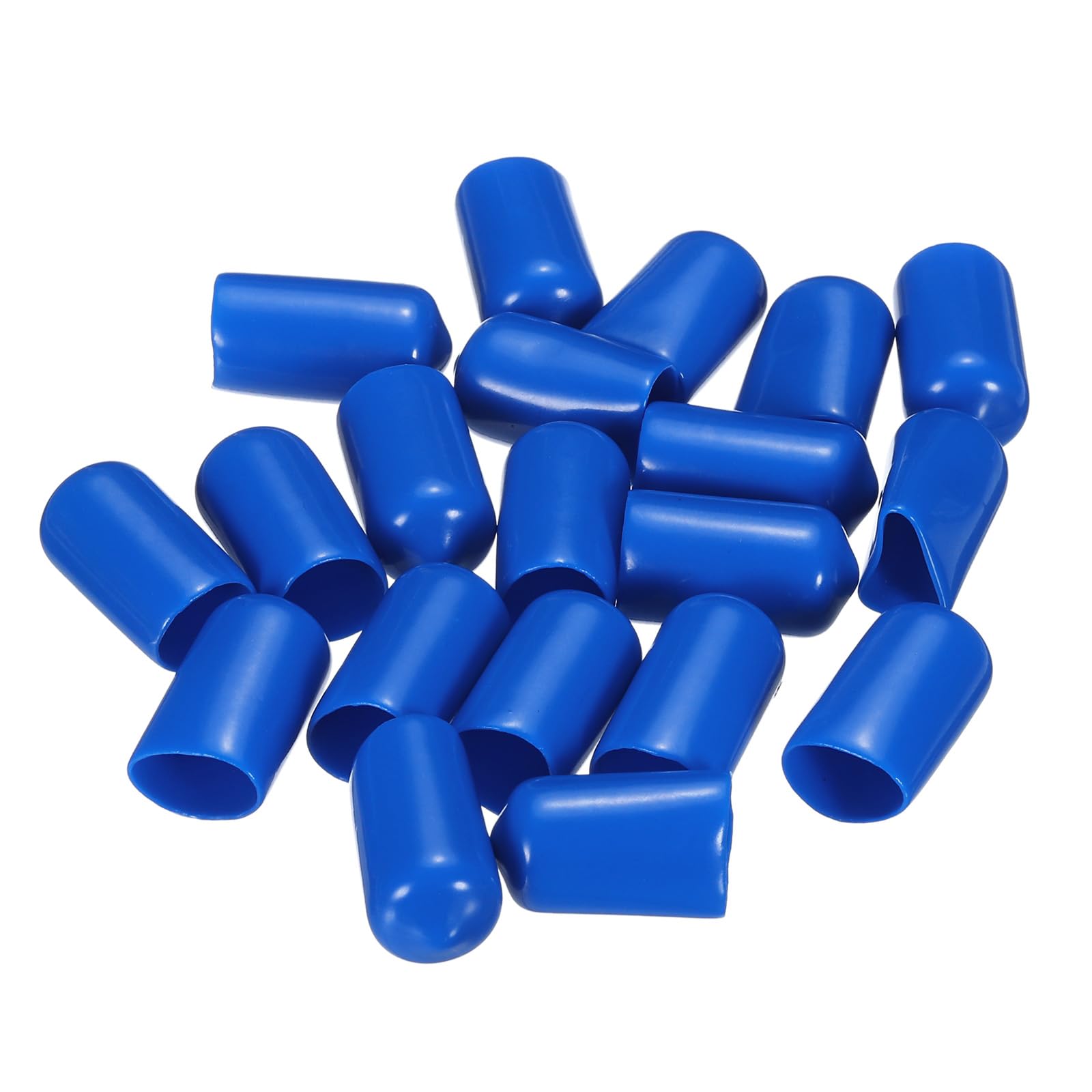 20pcs Rubber End Caps 11mm ID Vinyl PVC Round Tube Bolt Cap Cover Screw Thread Protectors Blue