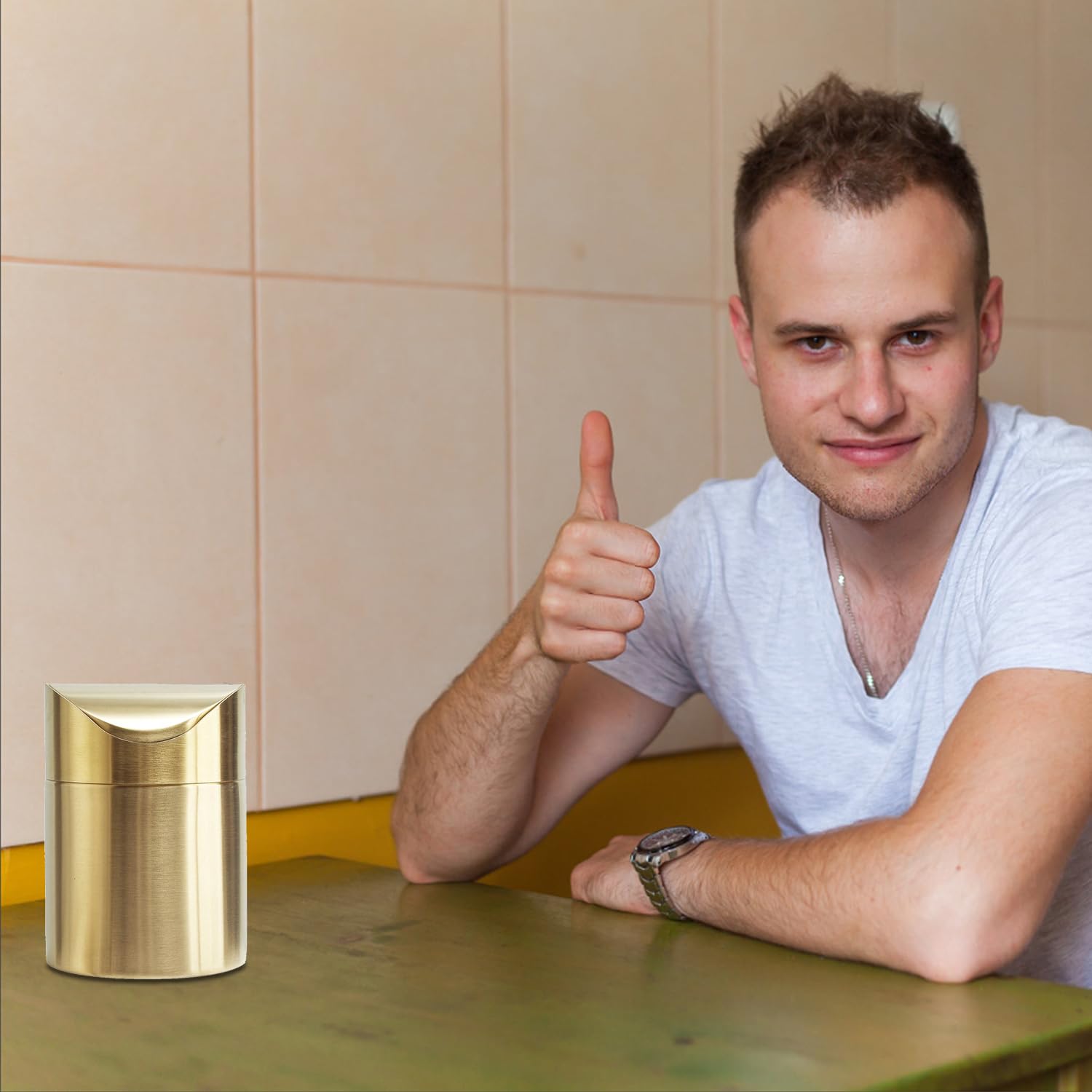 Stainless Steel Trash Can with Swing Lid
