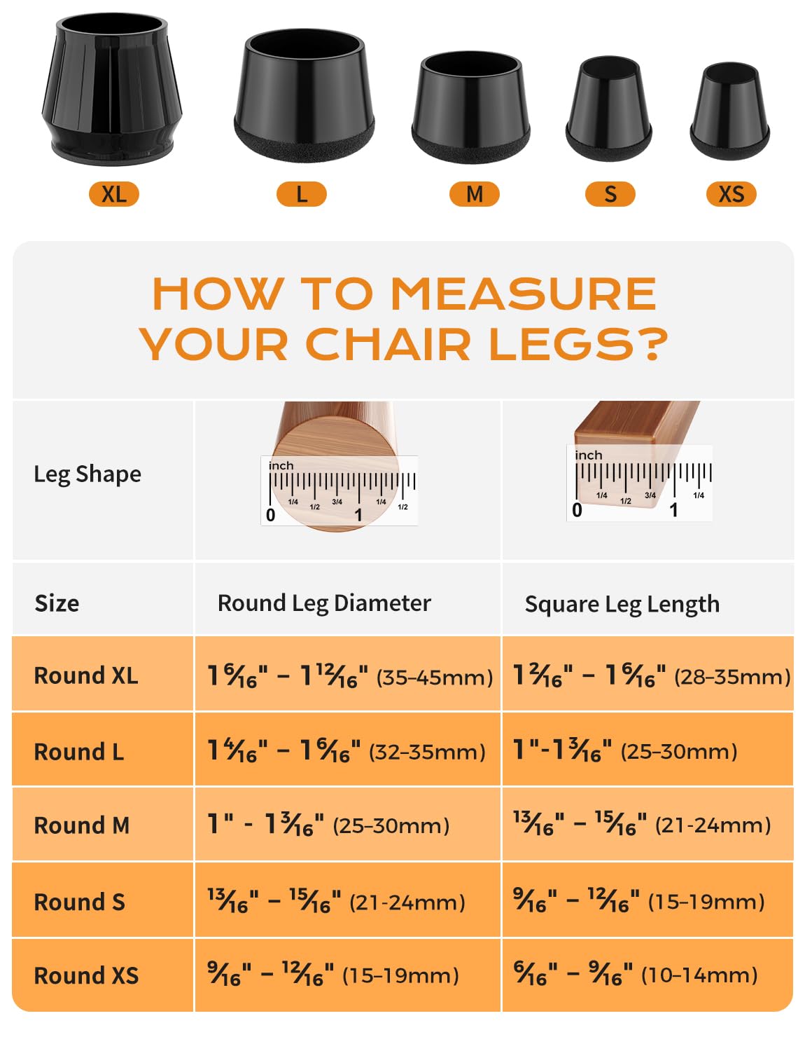 24 PCS Silicone & Felt Chair Leg Floor Protectors (24 Count)