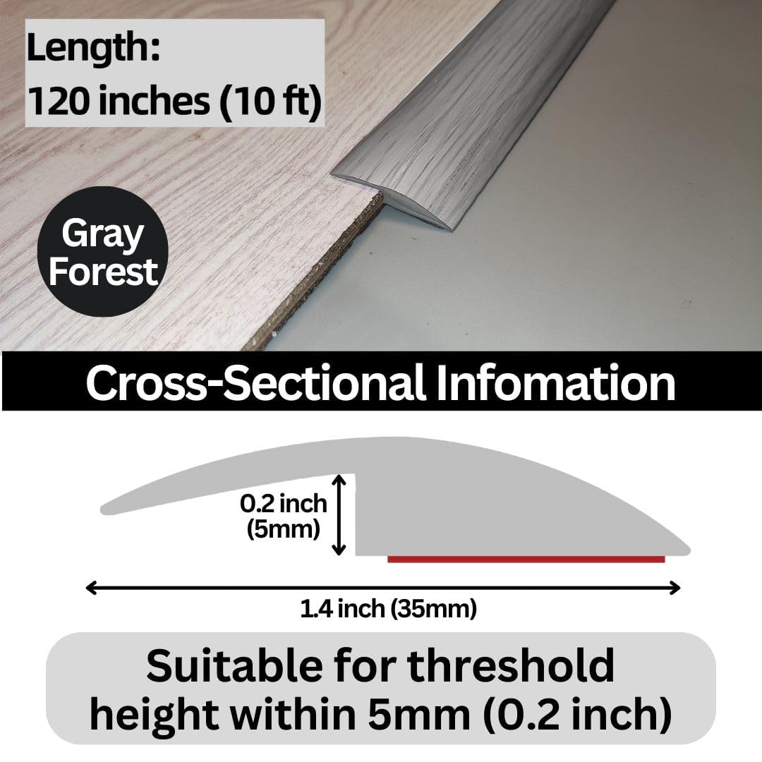Floor Transition Strip Self Adhesive Carpet Wood Tile Vinyl Flooring Laminate Transition Cover Edge Trim Gap Doorway Threshold for Uneven Floors Heights Within 5 mm