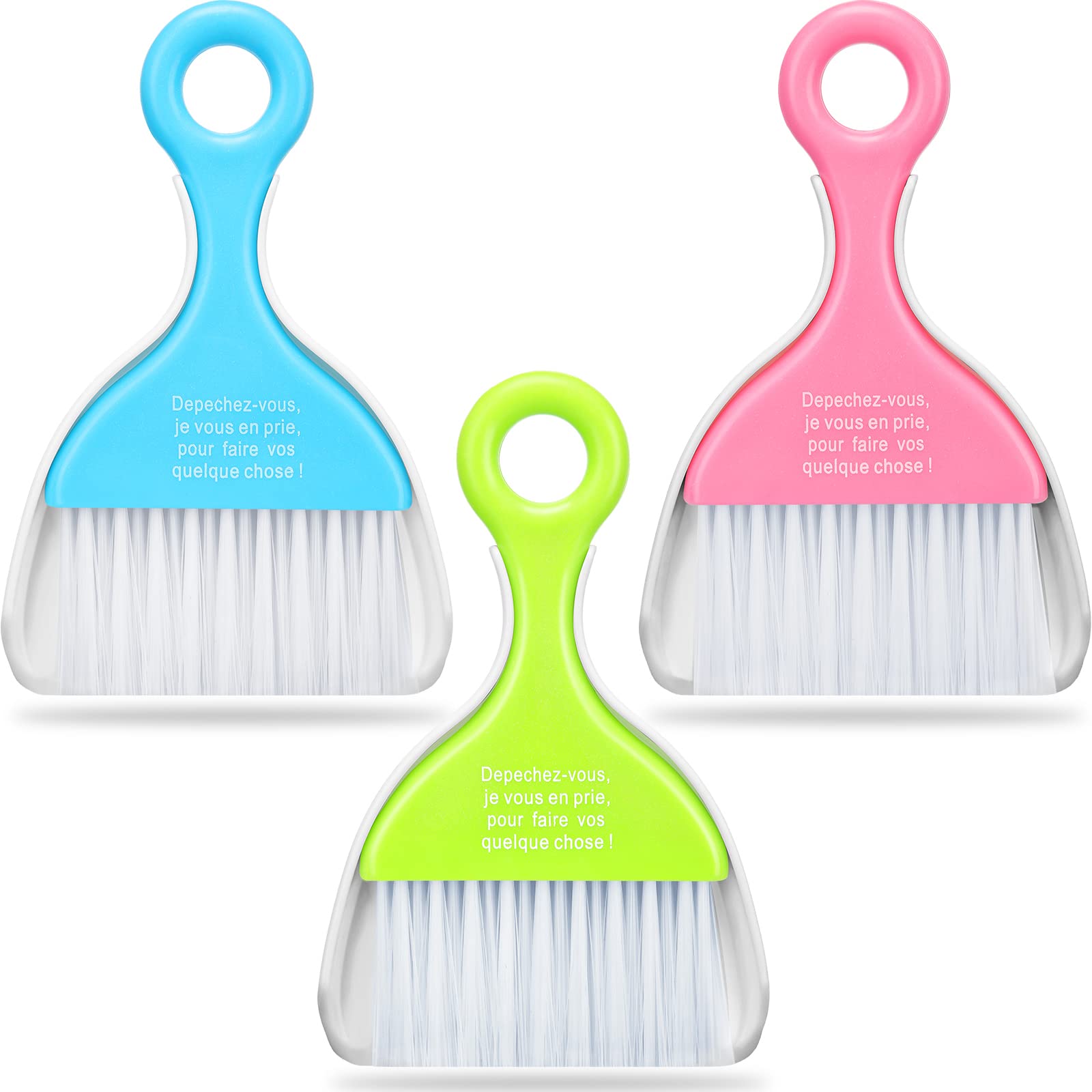 3 Pack Mini Dustpan and Brush Set Colorful Small Broom and Dustpan Set Hand Whisk Brooms Tiny Cleaning Brush Table Crumbs Sweep for Desk Keyboard Kitchen Corner Car Sofa Pet Cage Nest Craft (6 Count)