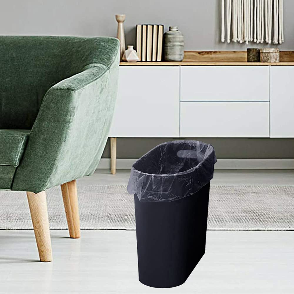Small Trash Can Plastic Bathroom Wastebasket 3.2 Gallon Slim Garbage Container Bin with Handle for Home Kitchen Bathroom Bedroom Office (2 Count)