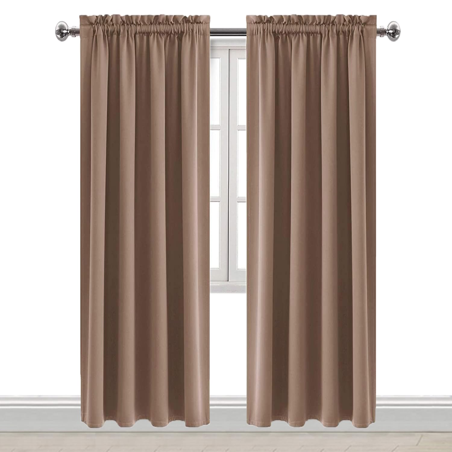 Blackout Curtains for Bedroom Living Room 42 x 84 Inch Long Khaki (2 Count)
