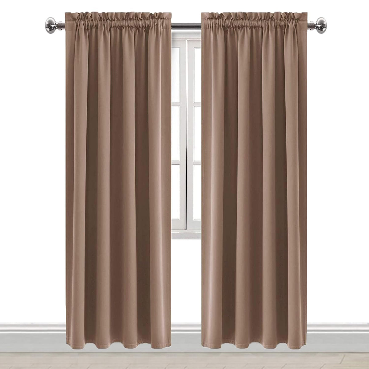 Blackout Curtains for Bedroom Living Room 38 x 84 Inch Long Khaki (2 Count)