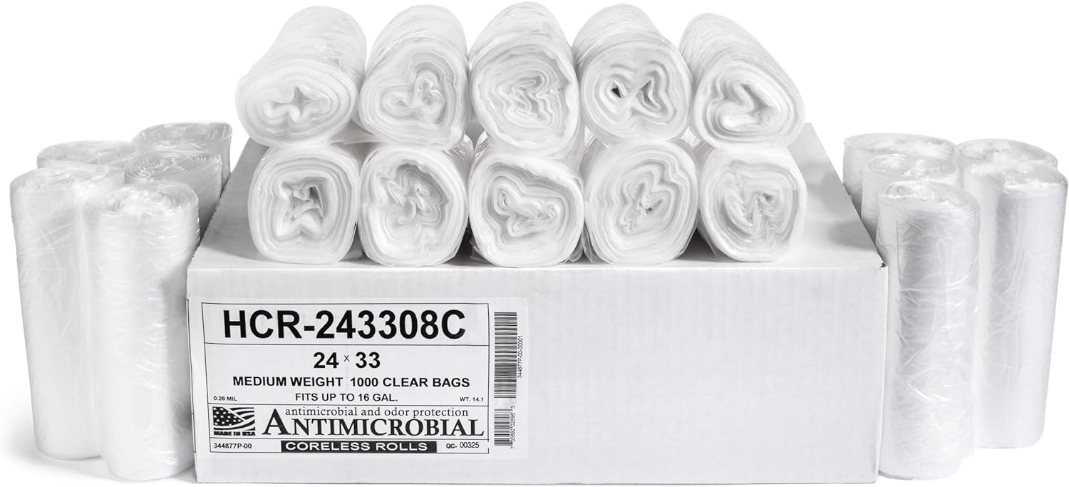 12 16 Gallon Clear Trash Bags (1000 Count)