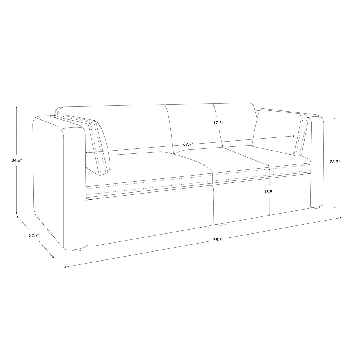 78" Modular Sectional Sofa (2 Count)