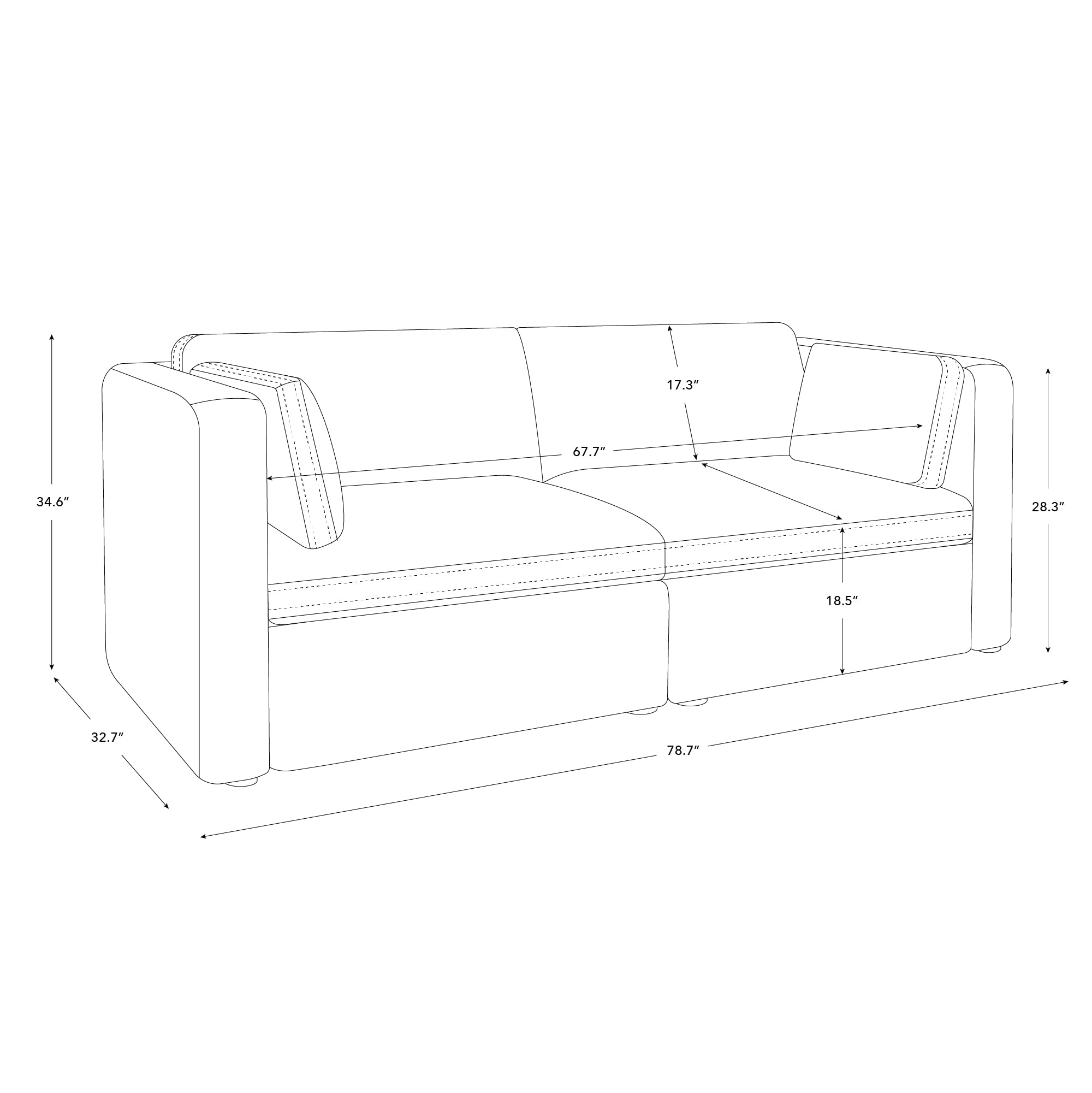 78" Modular Sectional Sofa (2 Count)