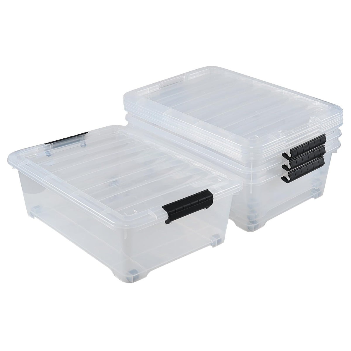 4 Pack 20 L Plastic Under Bed Storage Box with Lid (4 Count)