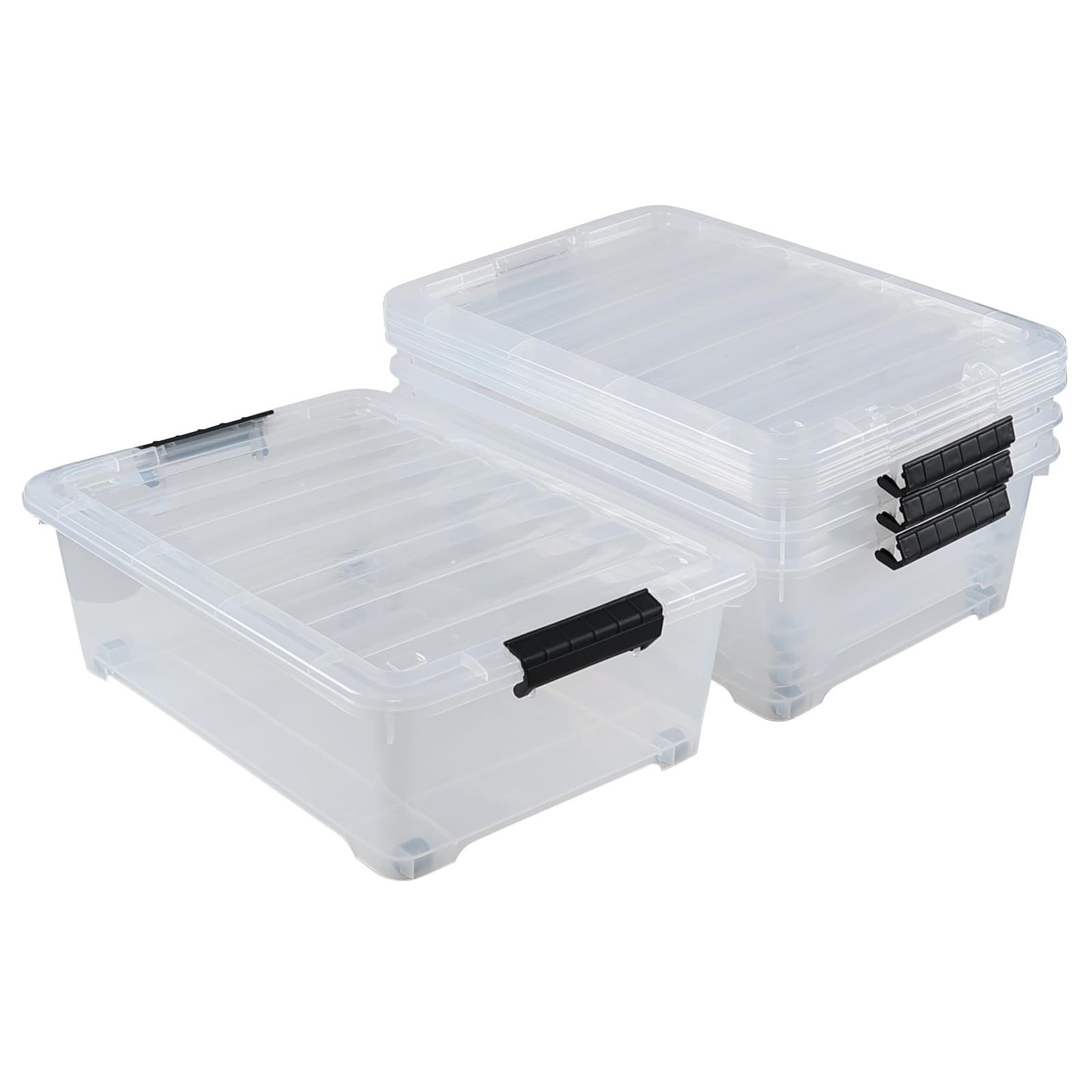 4 Pack 20 L Plastic Under Bed Storage Box with Lid (4 Count)