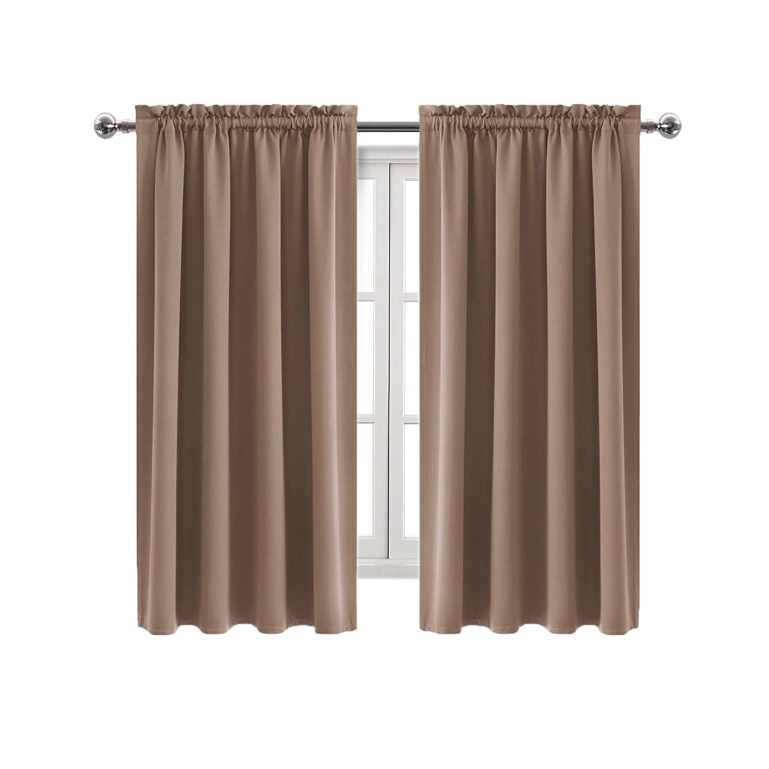 Blackout Curtains for Bedroom Living Room 52 x 63 Inch Long Khaki (2 Count)