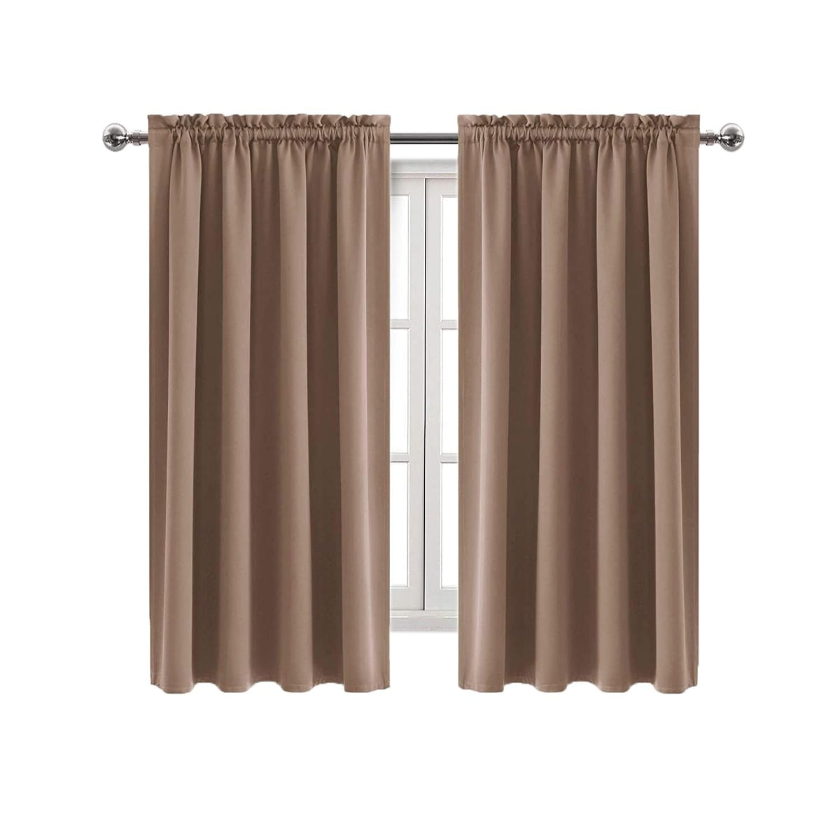 Blackout Curtains for Bedroom Living Room 38 x 63 Inch Long Khaki (2 Count)