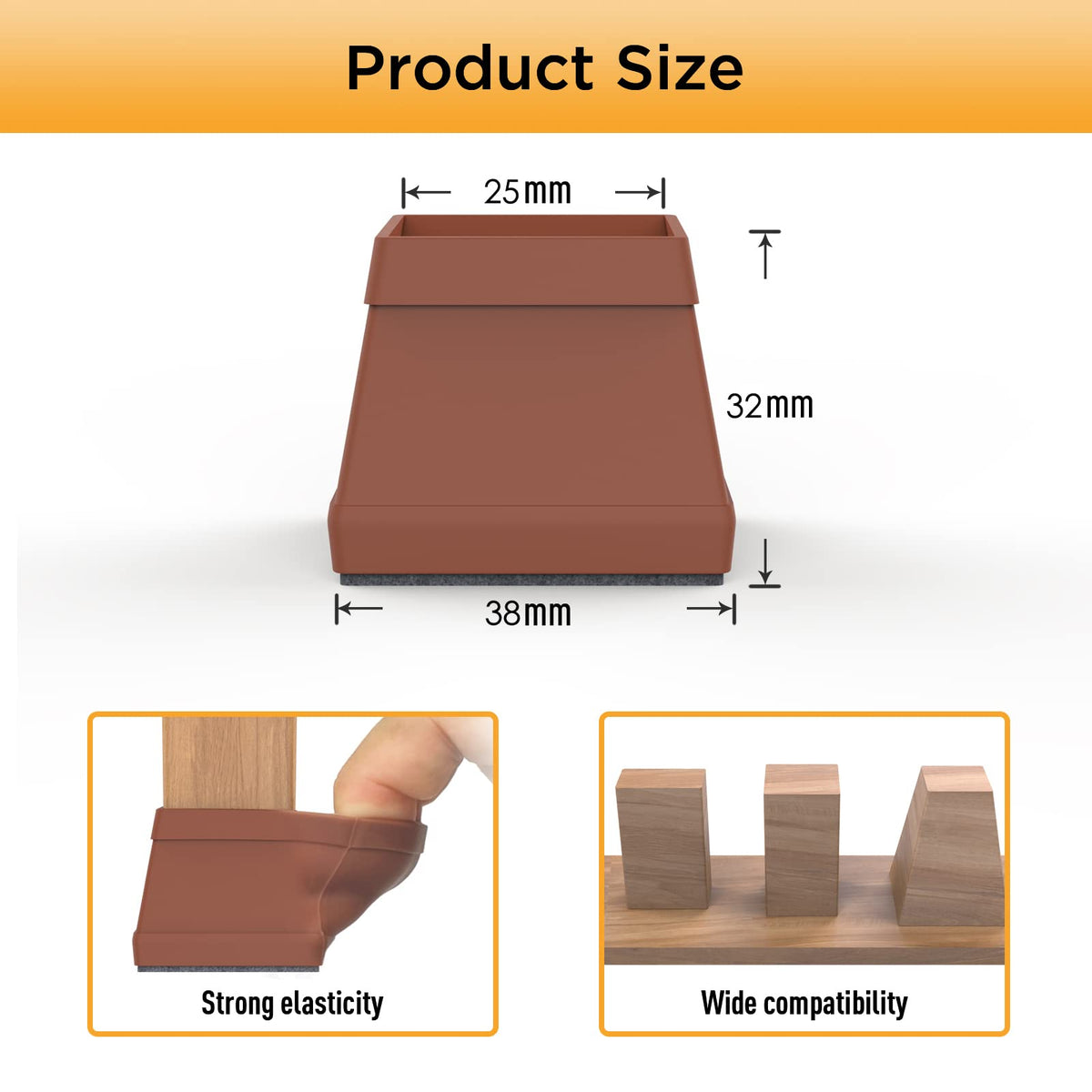 16 PCS Square Chair Leg Floor Protector (16 Count)