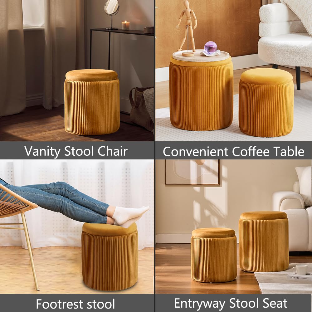 Set of 2 Round Storage Ottoman