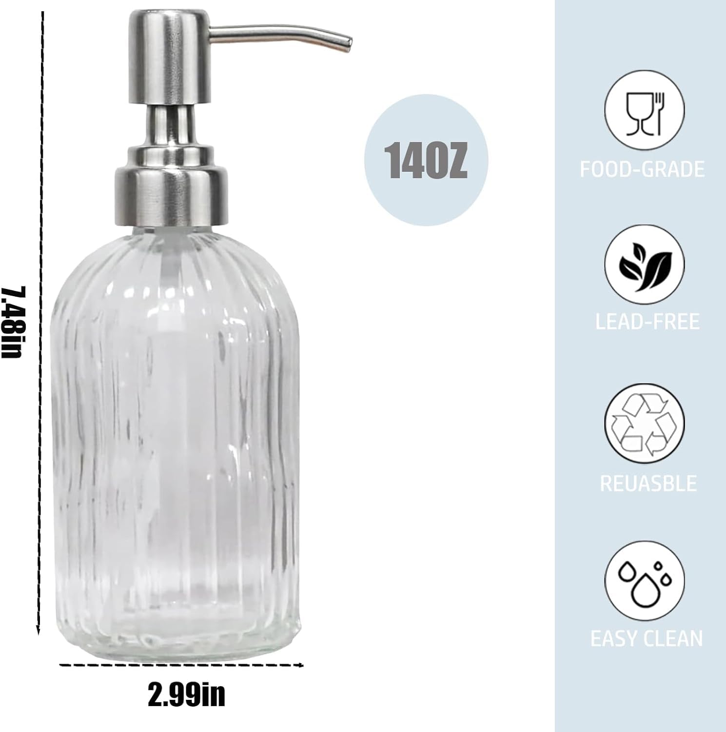 14Oz Clear Soap Dispenser Bathroom (2 Count)