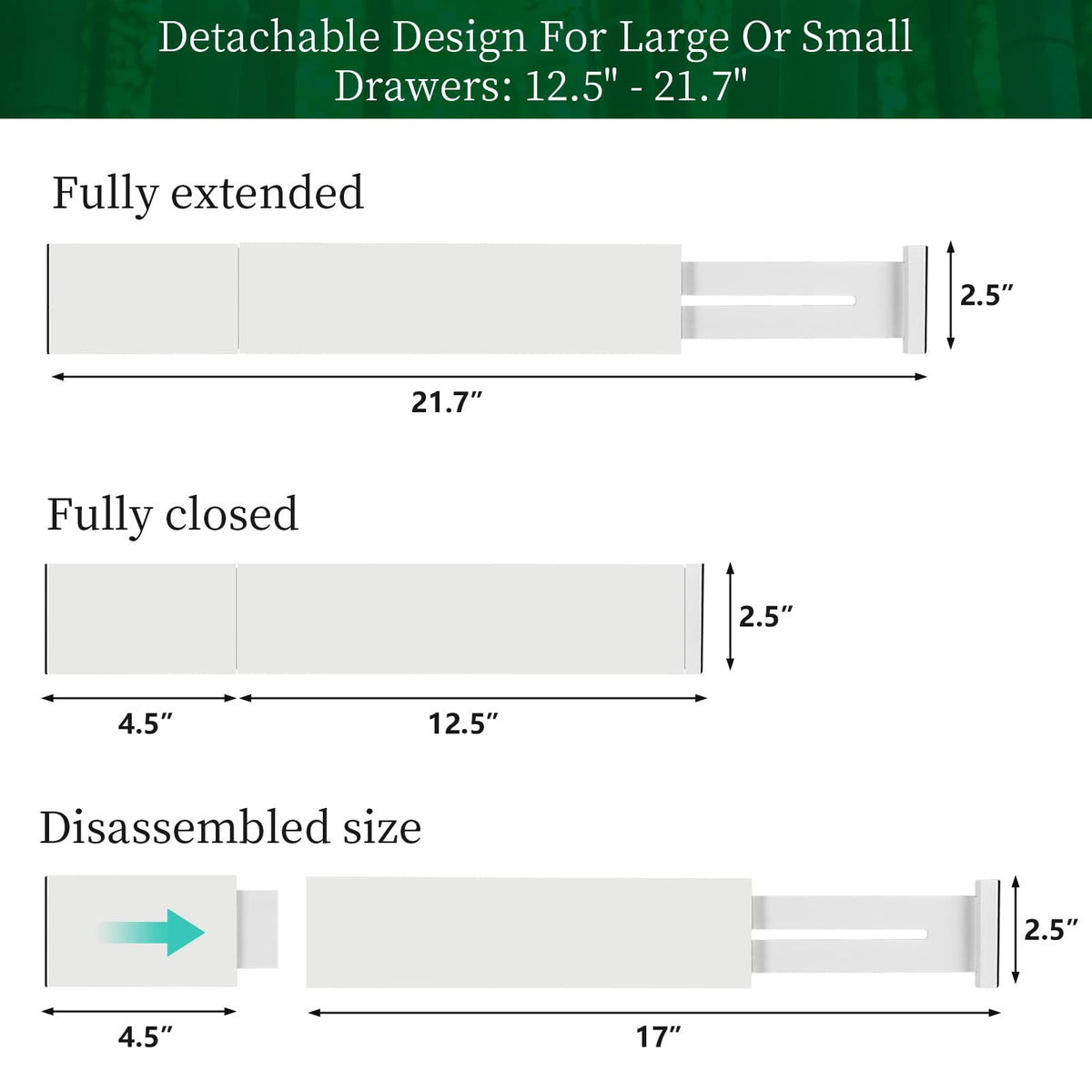 4 Pack Bamboo Drawer Dividers Organizer with Inserts 2.6'' High (4 Count)