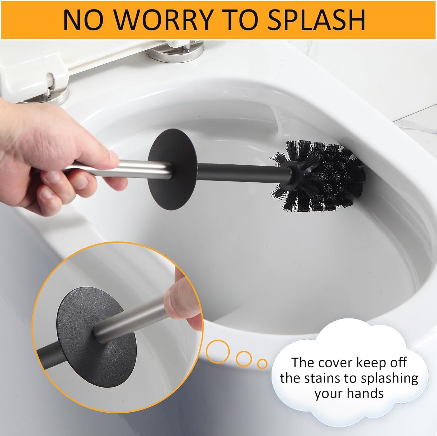 Toilet Brush and Holder Set Brushed Nickel Aluminium Freestanding Toilet Bowl Cleaner Brush and Holder for Bathroom Storage and Organization