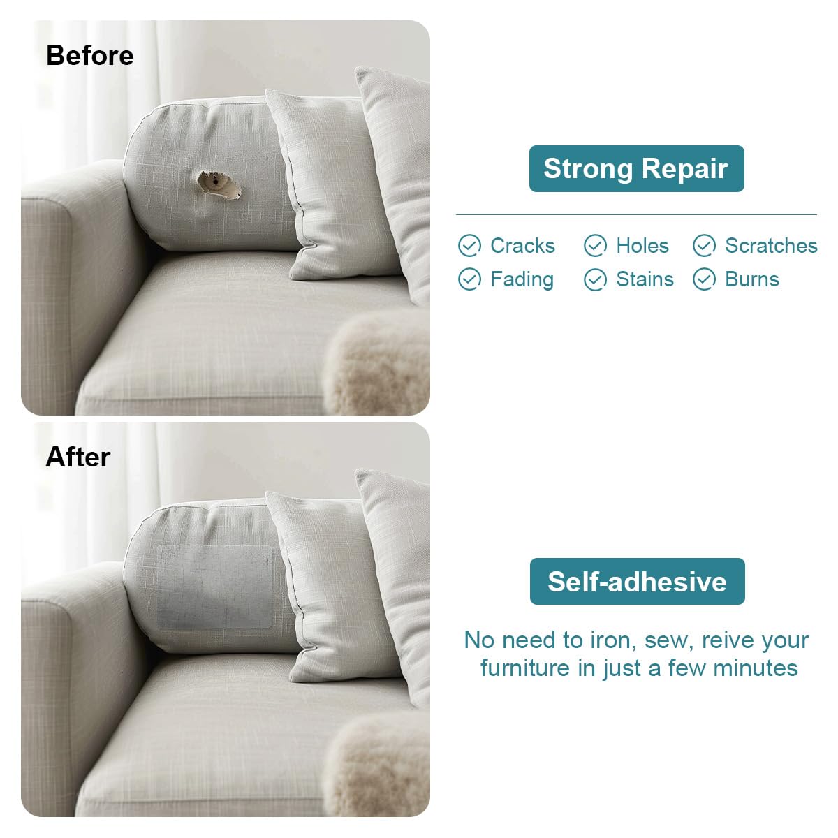 2Pcs Linen Repair Patches (2 Count)