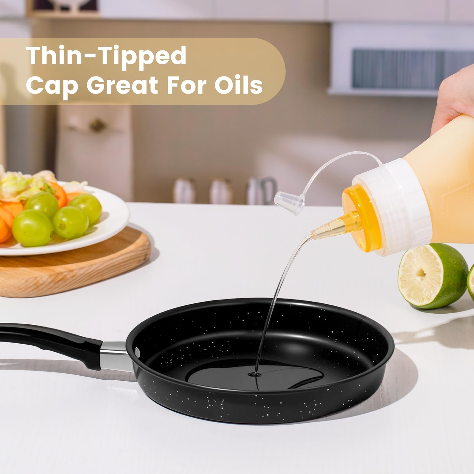 16 oz Silicone Squeeze Bottles for Sauces & Oil (4 Count)