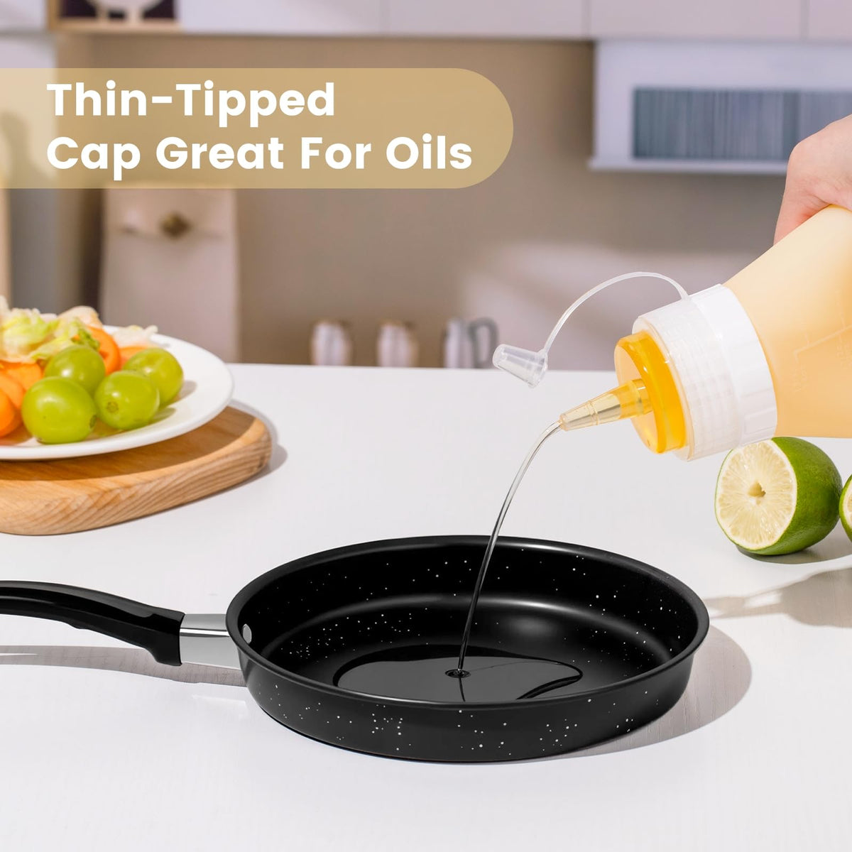 16 oz Silicone Squeeze Bottles for Sauces & Oil (4 Count)