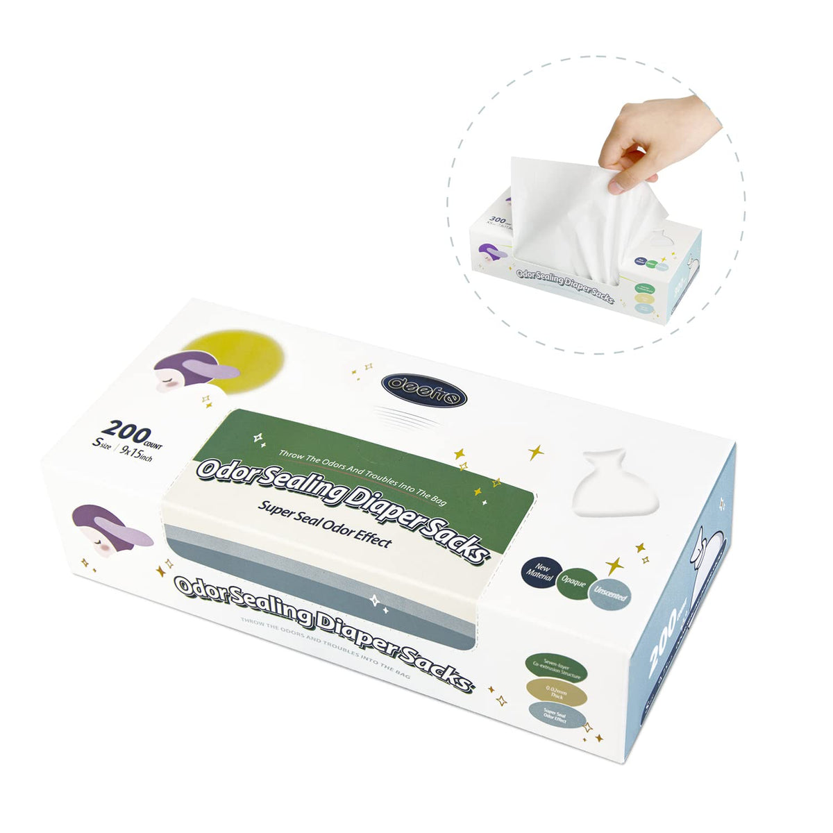 Odor Sealing Disposable Diaper Bags (200 Count)