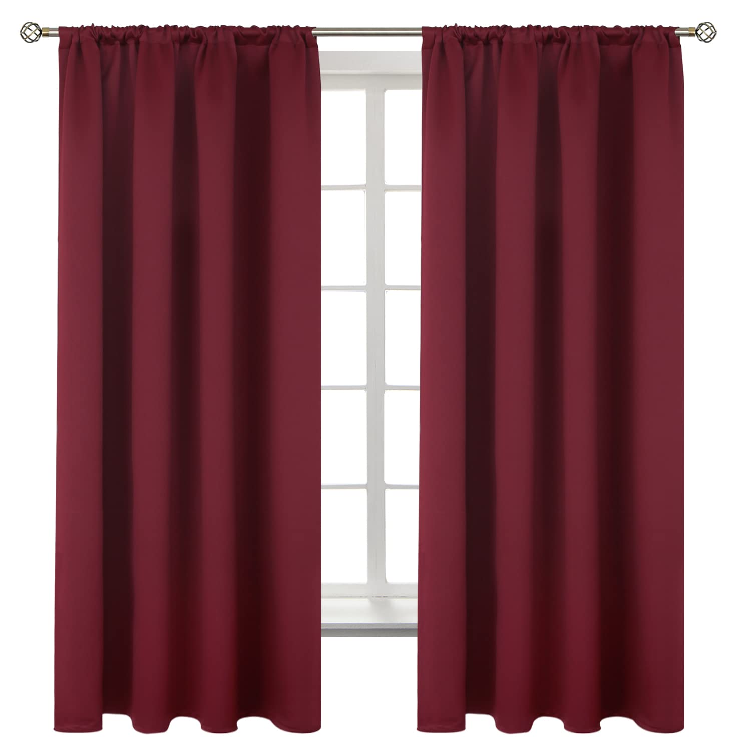 Burgundy Blackout Curtains 63Inches Long for Bedroom