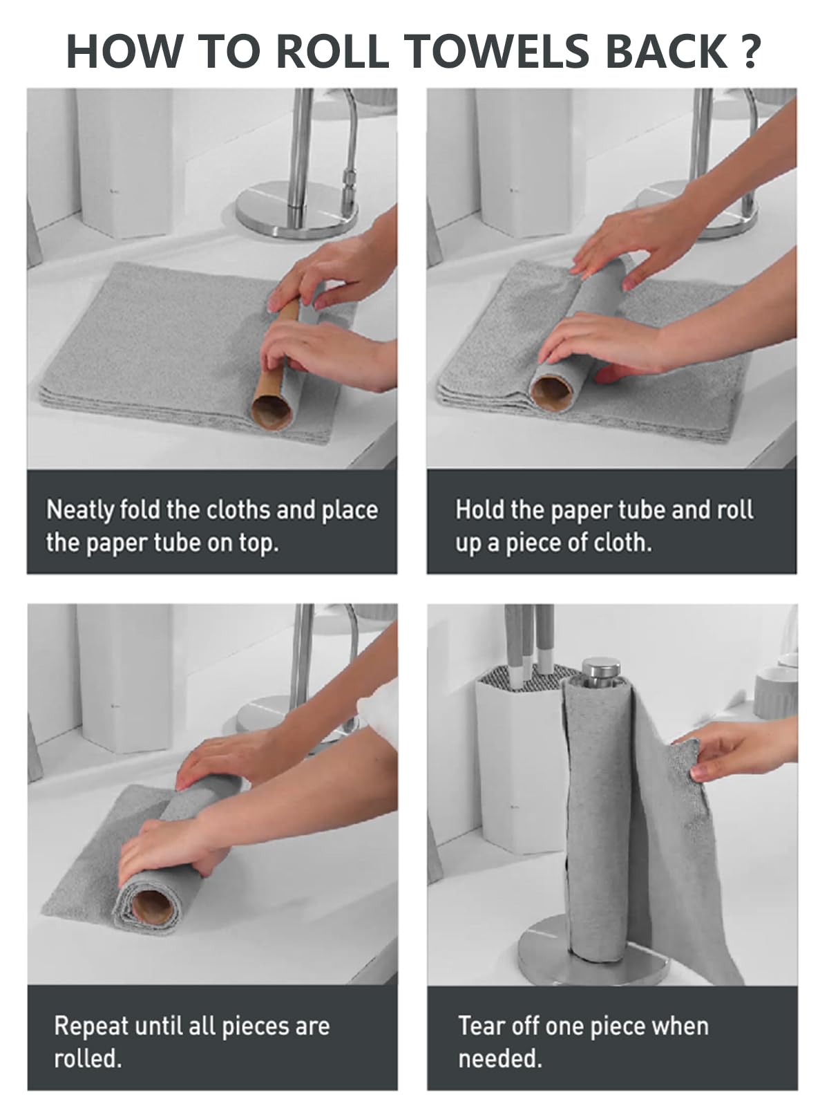 Microfiber Cleaning Cloth Roll (60 Count)