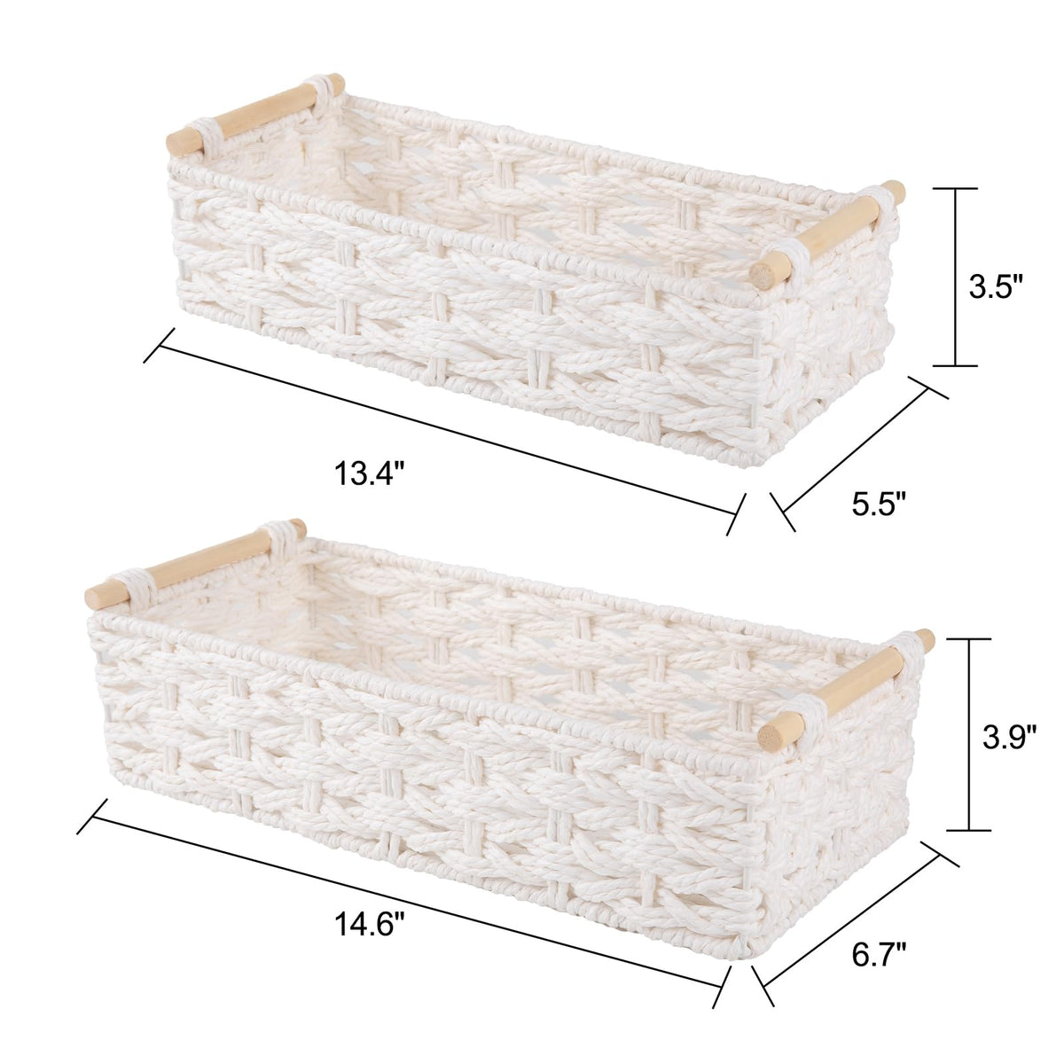 Toilet Paper Baskets Handmade Paper Rope Decorative Wicker Storage Tank Shelf Cabinet Organizer for Bathroom Home (2 Count)