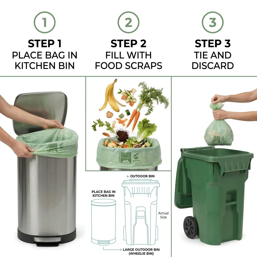 Compostable Trash Bags 6 Gallon (50 Count)