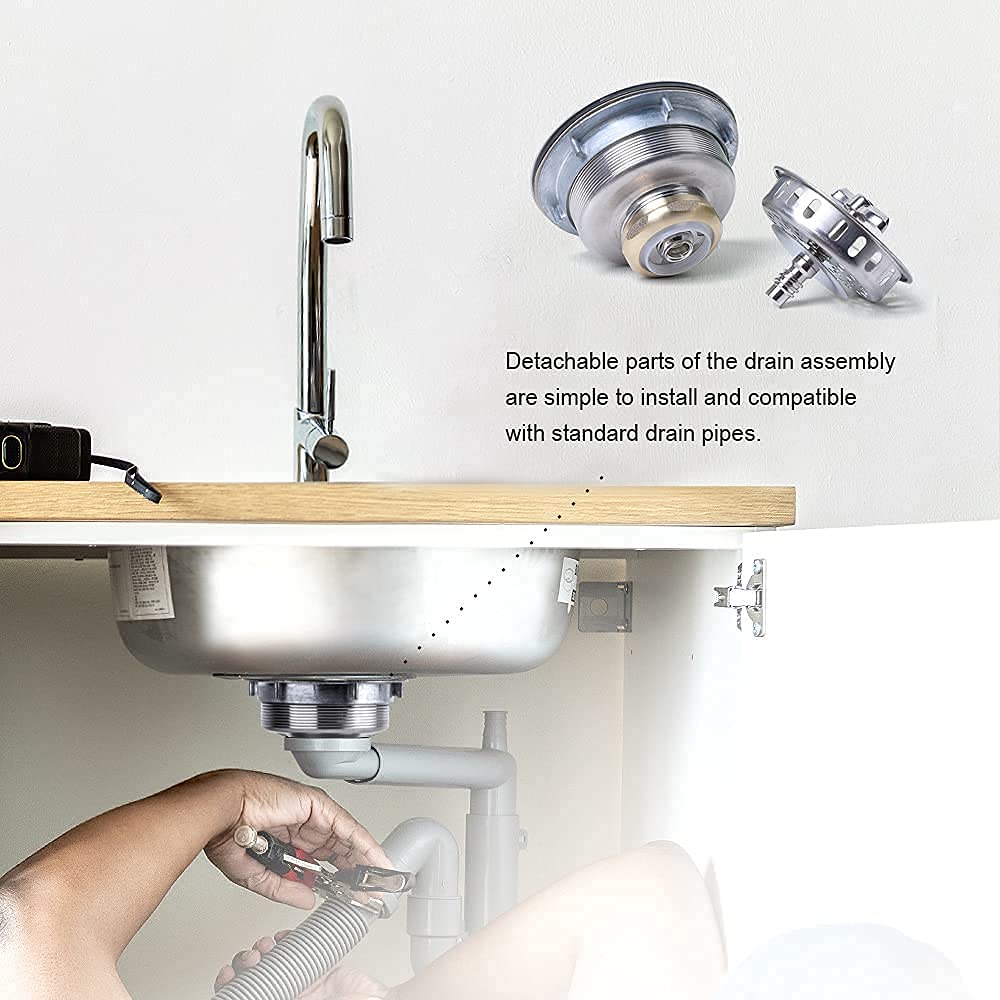 304 Stainless Steel Kitchen Sink Twist Lock Basket Drain Assembly W