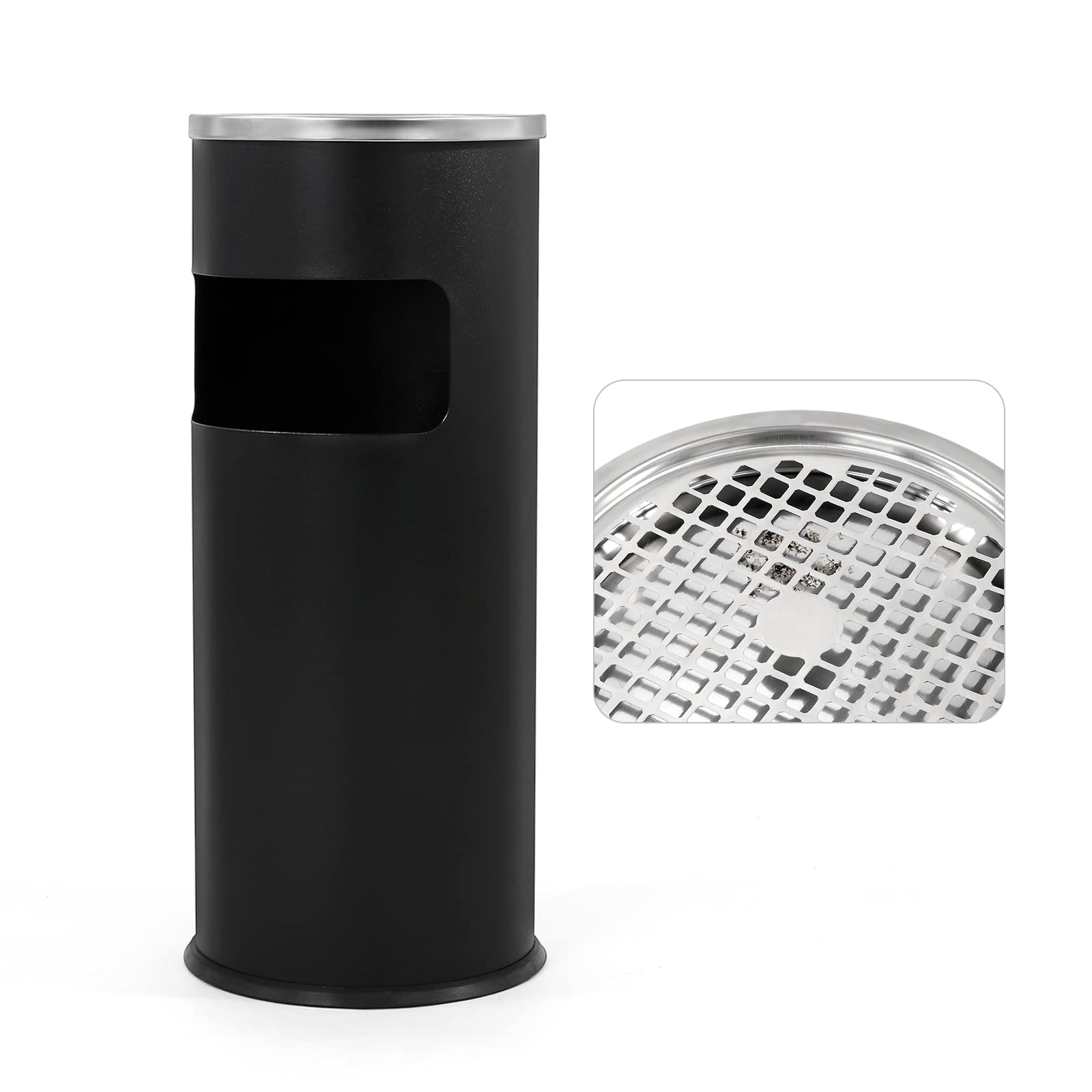 Round Stainless Steel Outdoor Trash Can