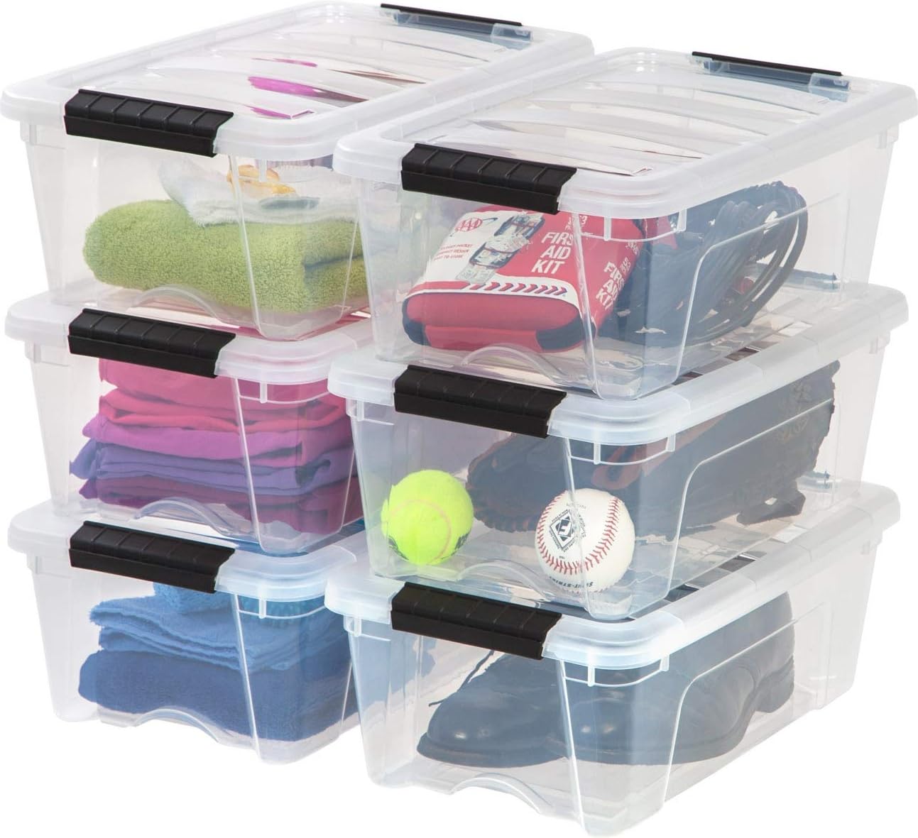 6 Pack 13 Quart Storage Bins with Lids (6 Count)
