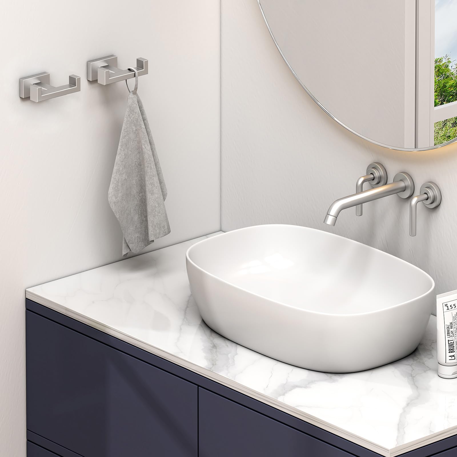 Bathroom Double Hook Brushed Nickel (2 Count)