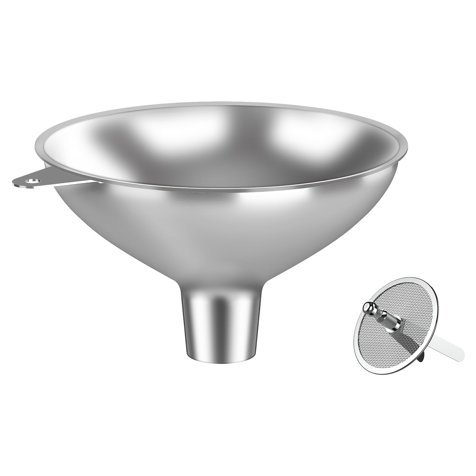 Stainless Steel Funnel with 30 Mesh Filter Food Grade Metal Funnel for Kitchen