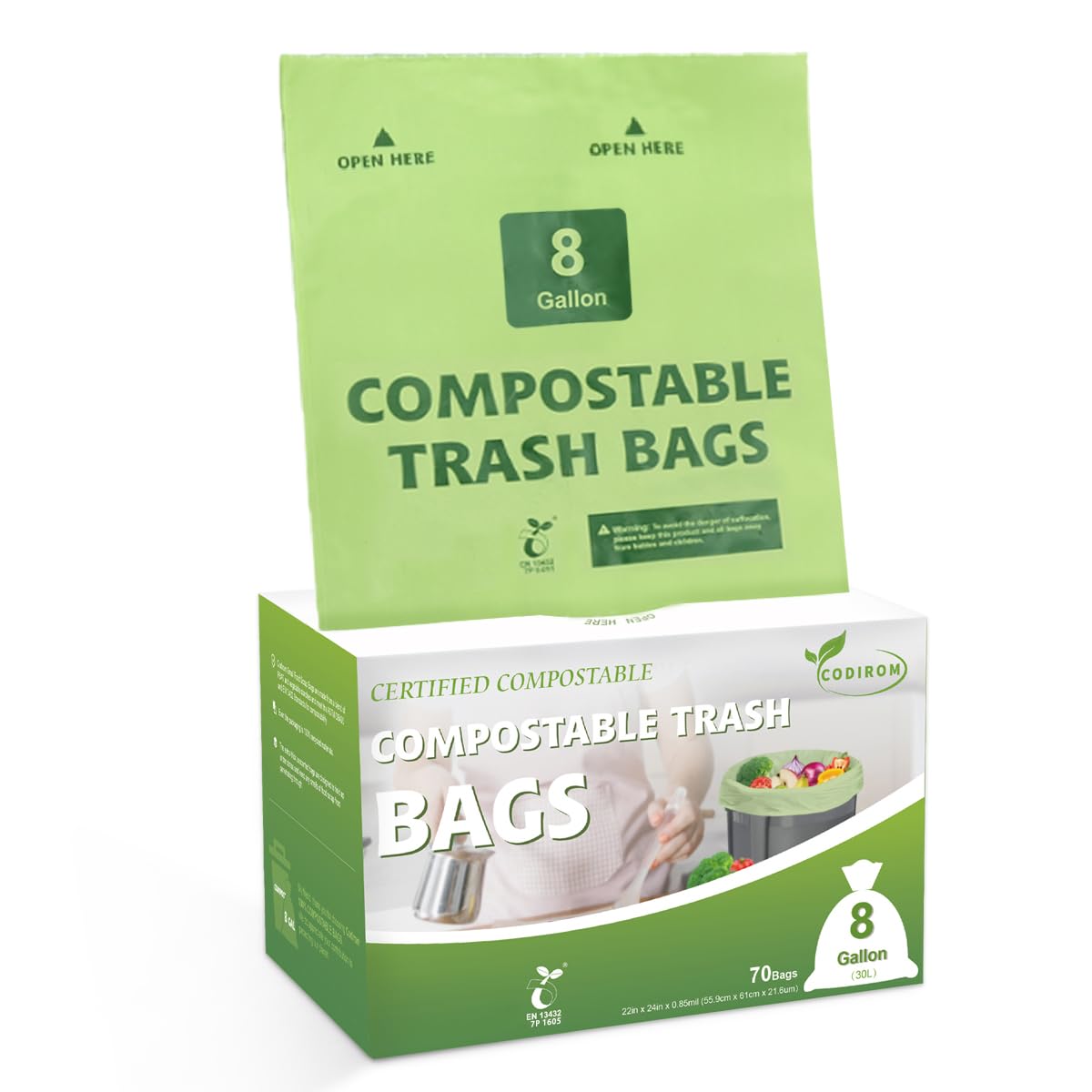 100% Compostable Trash Bags (70 Count)
